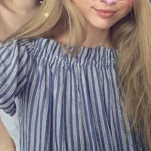 Pinstripe off the shoulder top